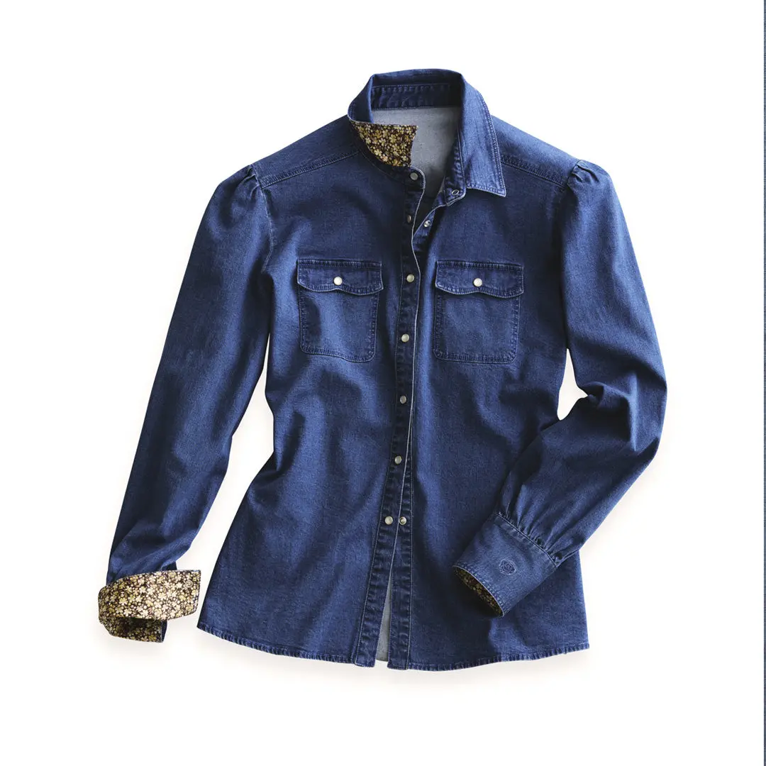 Women's Dark Wash Denim Shirt 2