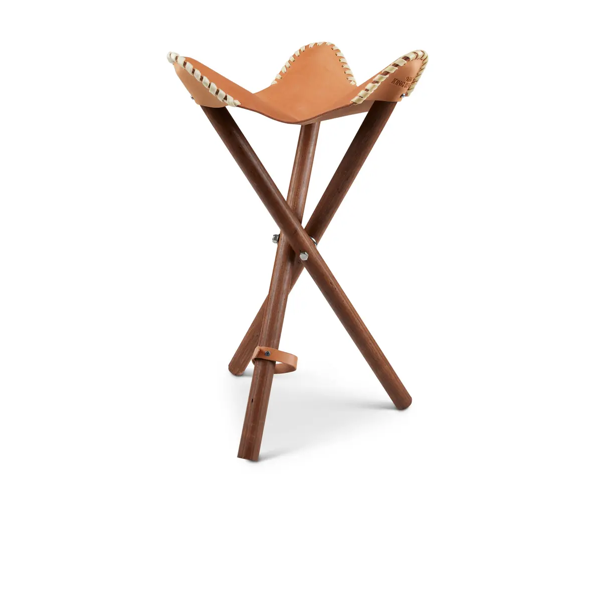 Folding Camp Stool-Natural Leather 1