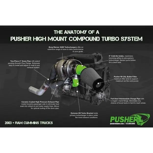2007.5-2009 Cummins High Mount Pusher Compound Turbo System (Pdc0709hm) 7