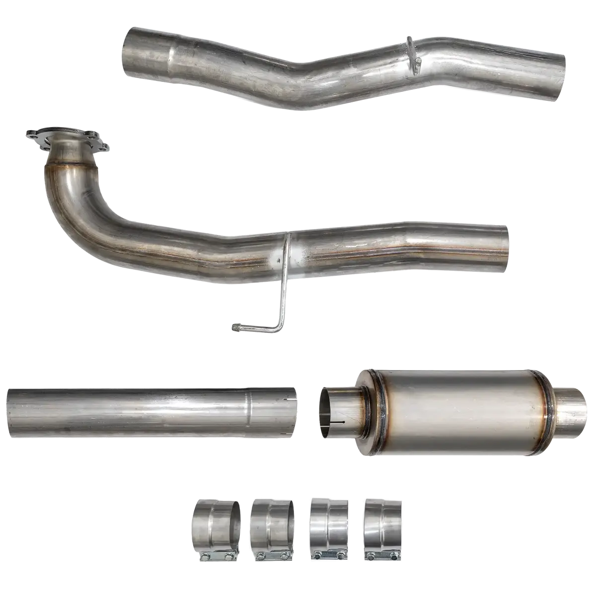 2017-2023 Duramax 4" Ss Cat & Dpf Race Pipe - W/ Muffler (Ddc-3Gm17m) 1