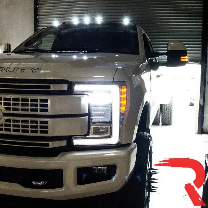 2017-2024 Powerstroke Cab Roof Light Set 2-Way Front & Rear Facing Ultra High-Power Led's Multiple Lens & Colors (5 Pack) (264342Xxxxxx) 5