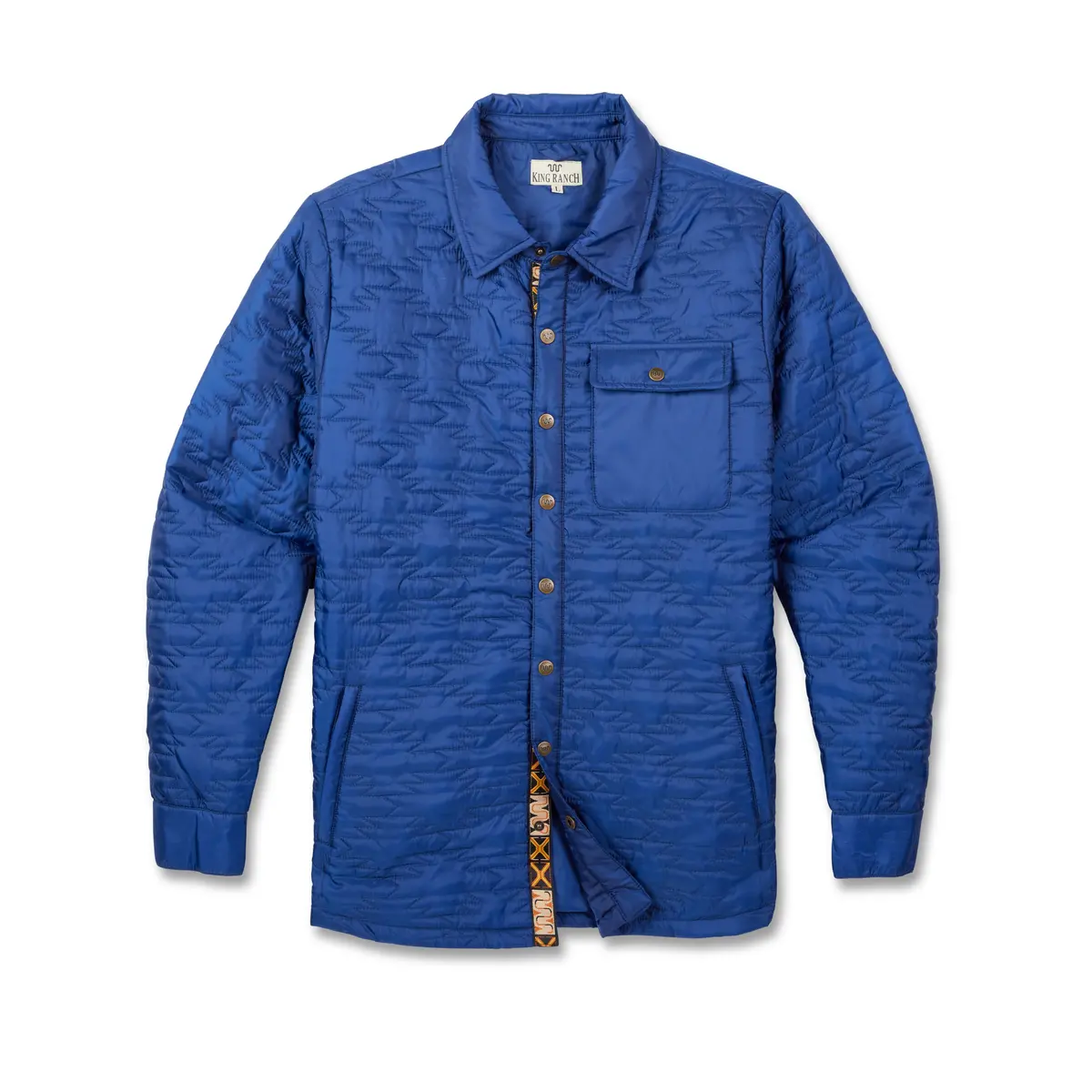 Men's Snap-Front Puffer Jacket with Rug Trim