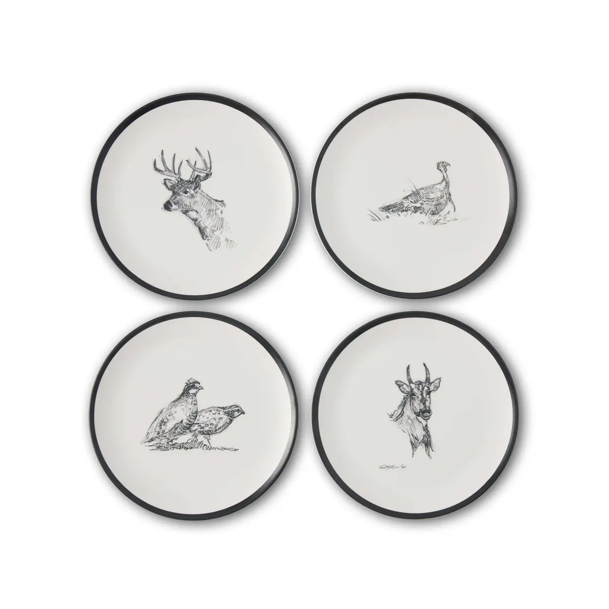 Wildlife Melamine Dessert Plate - Set Of 4 1