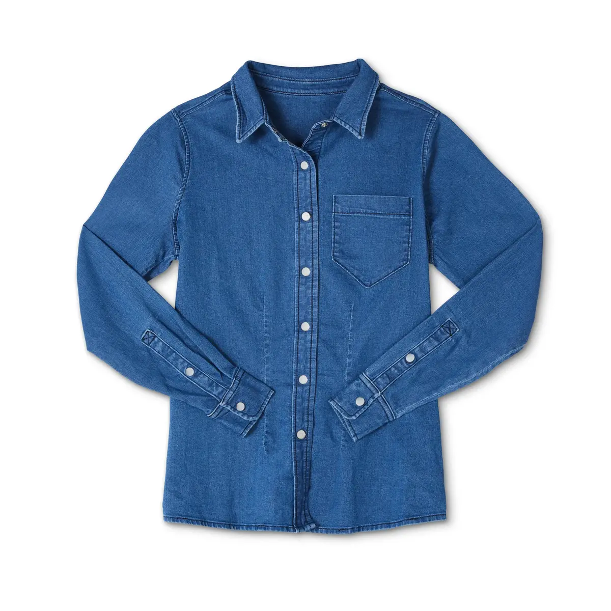 Women's Denim With Pearl Snap Button Down 1