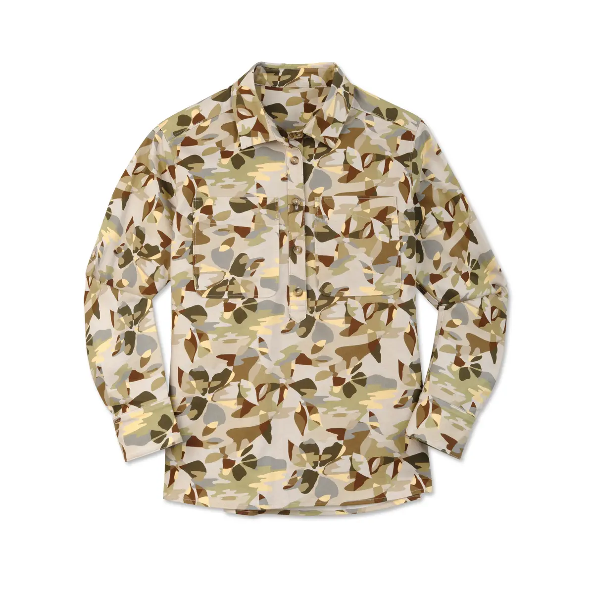 Women's Washed Twill Floral Camo Chore Shirt 1