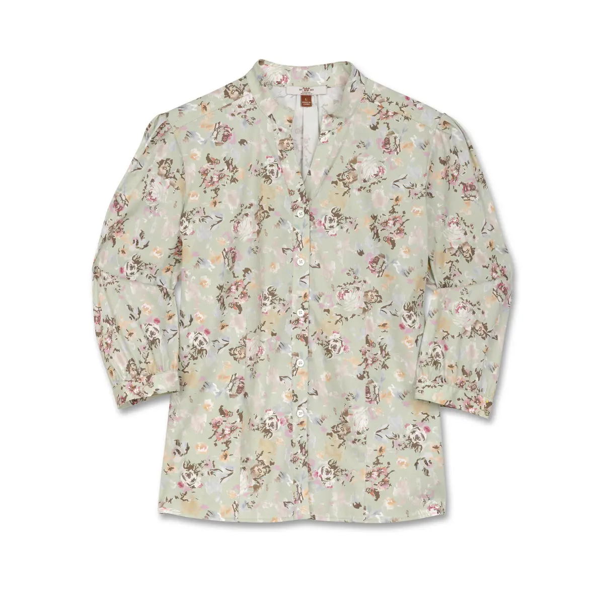 Women's Split Neck 3/4 Sleeve Shirt 1