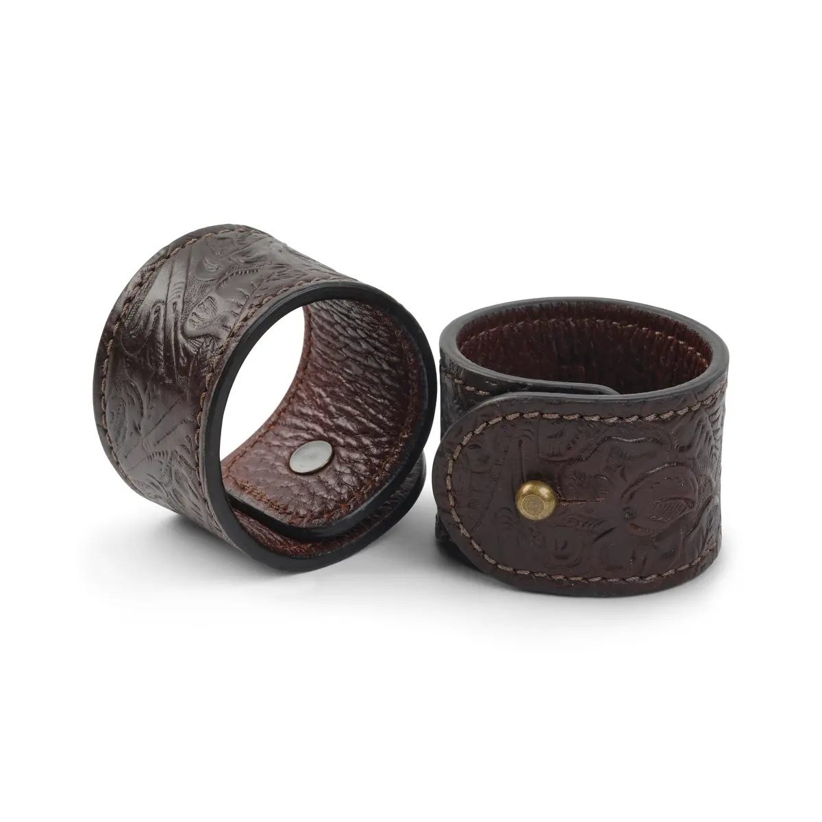 Tooled Leather Napkin Rings, Set Of 2 1