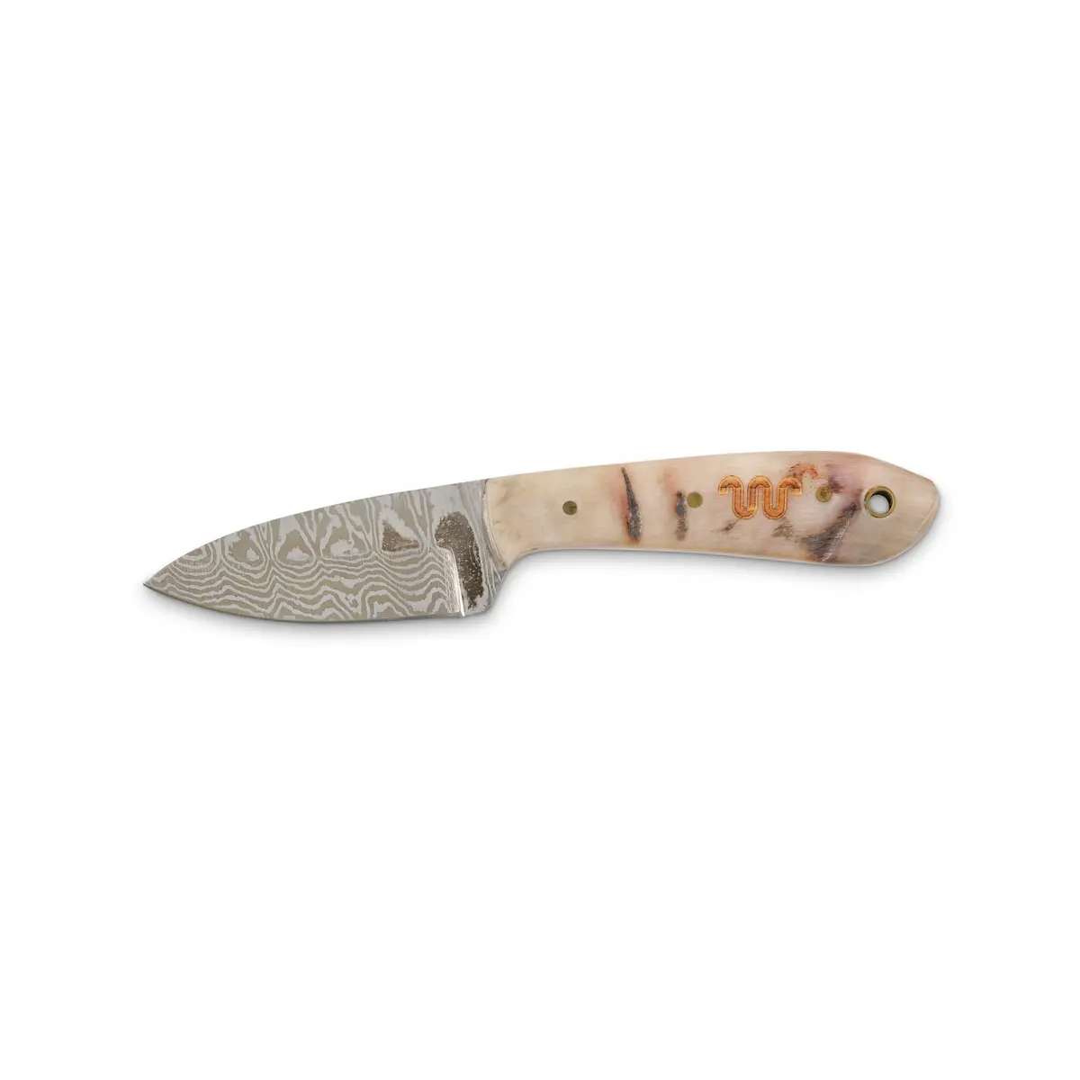 Damascus Skinner Ram Horn Fixed Blade 1