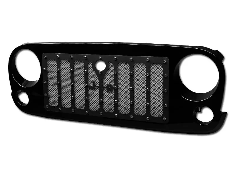 Armordillo 2007-2018 Jeep Wrangler Jk Model Studded Mesh Grille Gloss Black 1