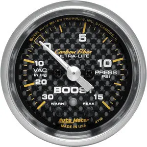 Autometer Carbon Fiber Boost Gauge (30Psi) 1