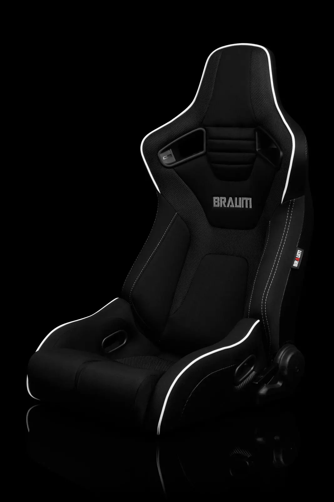 Braum Elite-R Series Racing Seats ( Black Cloth | White Piping ) – Pair (Brr1r-Bfwp) 1