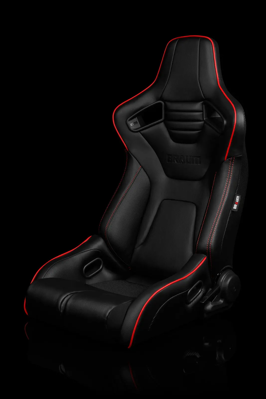 Braum Elite-R Series Racing Seats ( Black Leatherette | Red Piping ) – Pair (Brr1r-Bkrp) 1