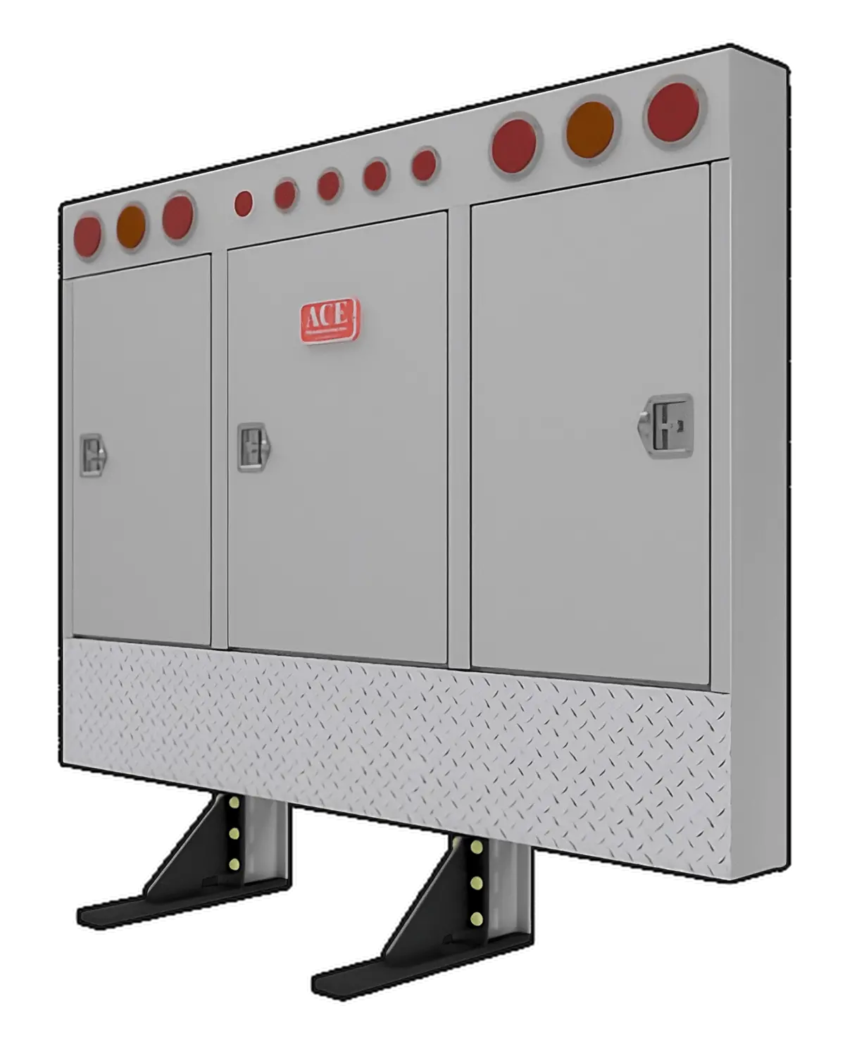 Cr31 Cab Rack For Semi Truck – Enclosed Cabinet Headache Rack With Circle Lights 2