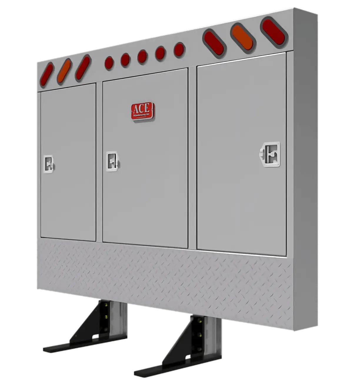 Cr31 Cab Rack For Semi Truck – Enclosed Cabinet Headache Rack With Oval Lights 1
