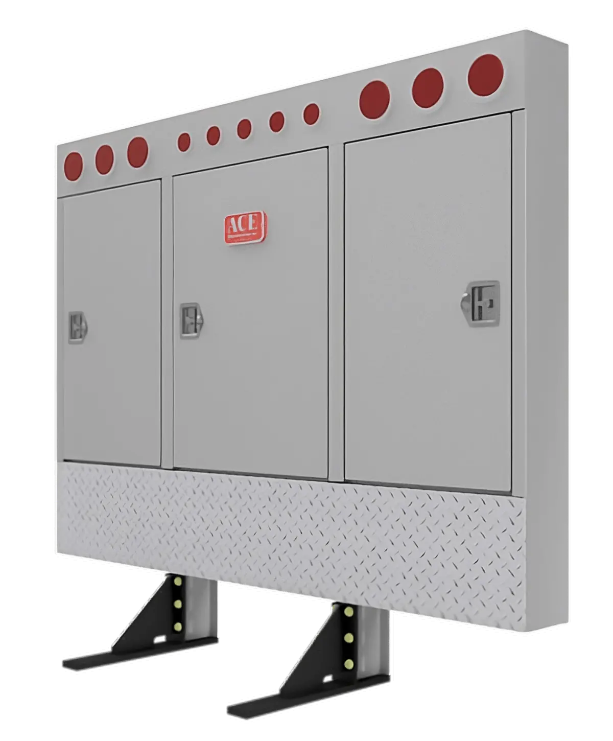 Cr31 Cab Rack For Semi Truck – Enclosed Cabinet Headache Rack With Circle Lights 2