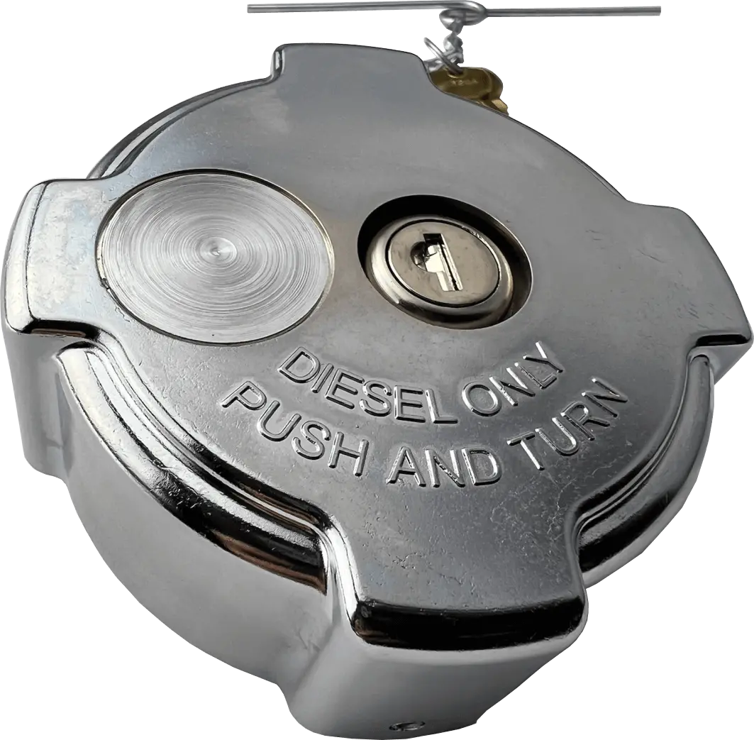 Chrome Freightliner Locking Fuel Cap Push And Turn 1/4 1