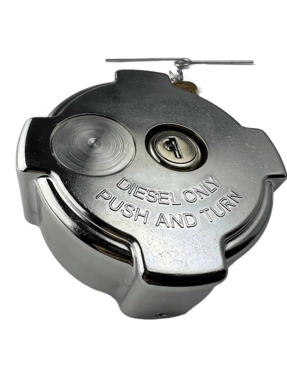 Chrome Freightliner Locking Fuel Cap Push And Turn 1/4 2