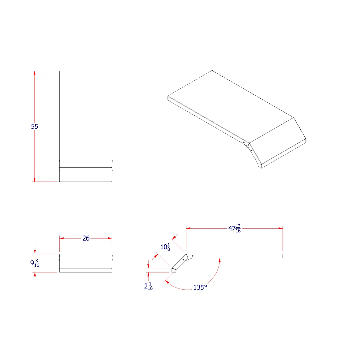 Half Tandem Truck Fenders – Checker Plate Aluminum Half Fenders For Semi Trucks (55" X 1/8") 2