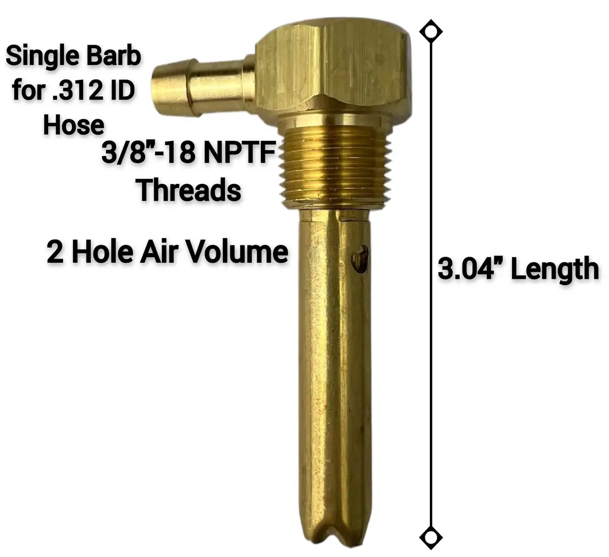 3/8" Fuel Tank Vent | .375-18 Nptf | Fits .312" Id Hoses 1