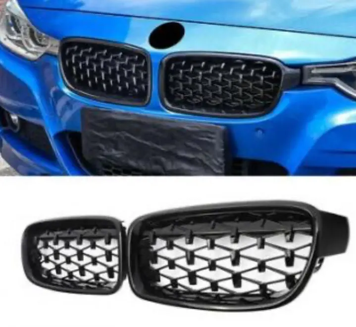 F30 2012-2018 Black Gloss Diamond Grills 1