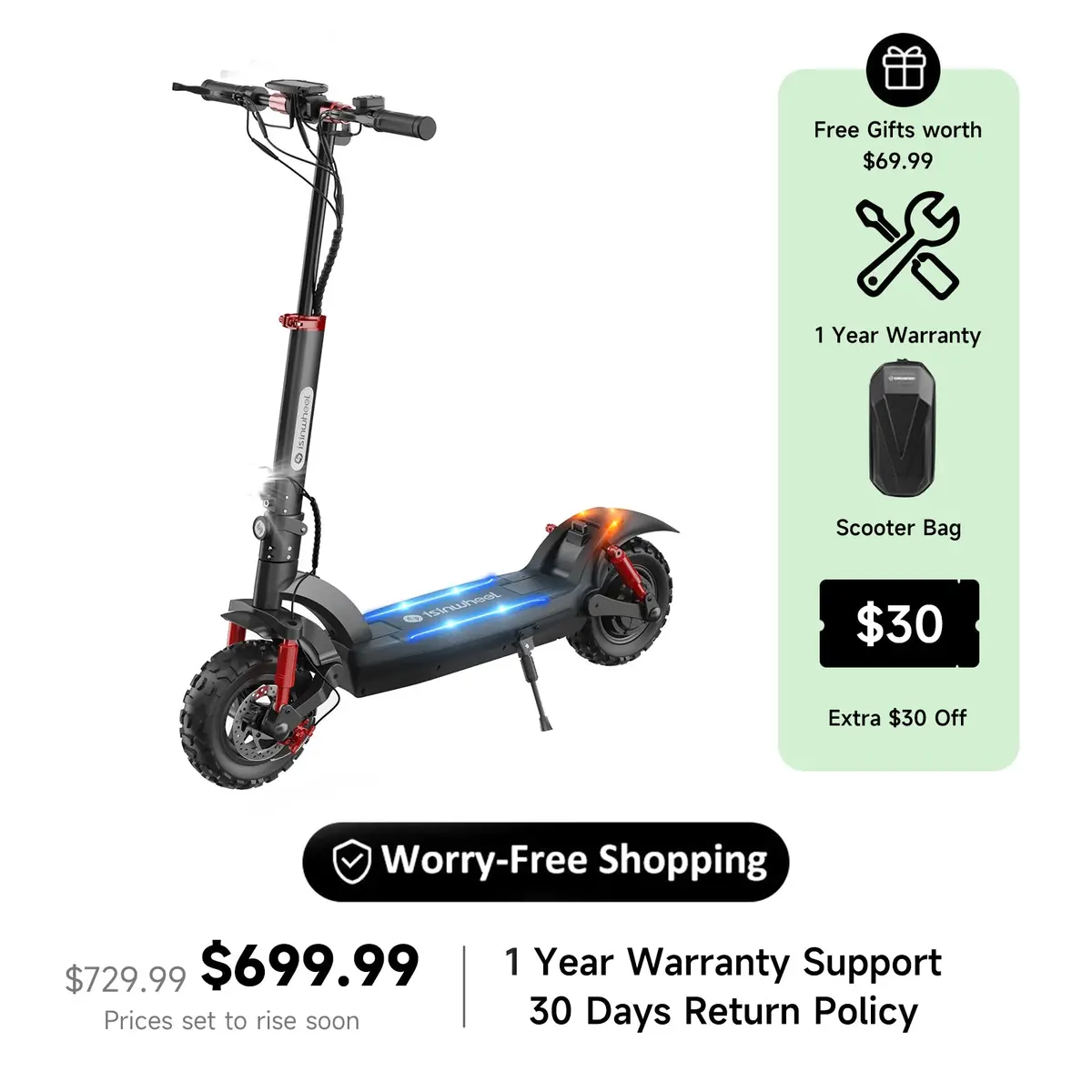 Isinwheel Gt2 Pneumatic Tire Off Road Electric Scooter 1
