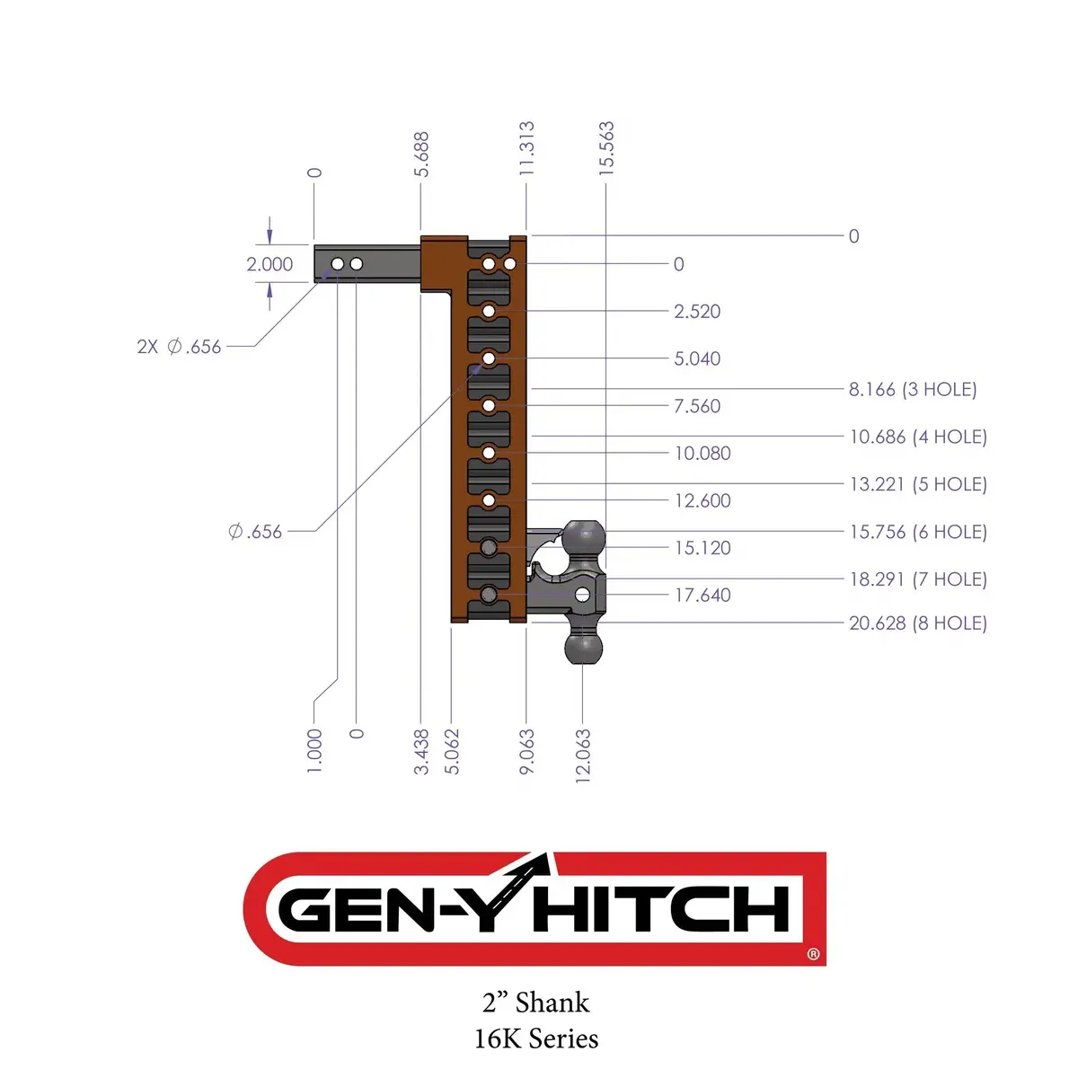 Gen-Y Mega-Duty 16K Drop Hitch 2" Shank (Gh-503) 2