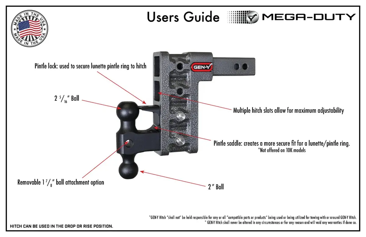 Gen-Y Mega-Duty 16K Drop Hitch 2" Shank (Gh-503) 3