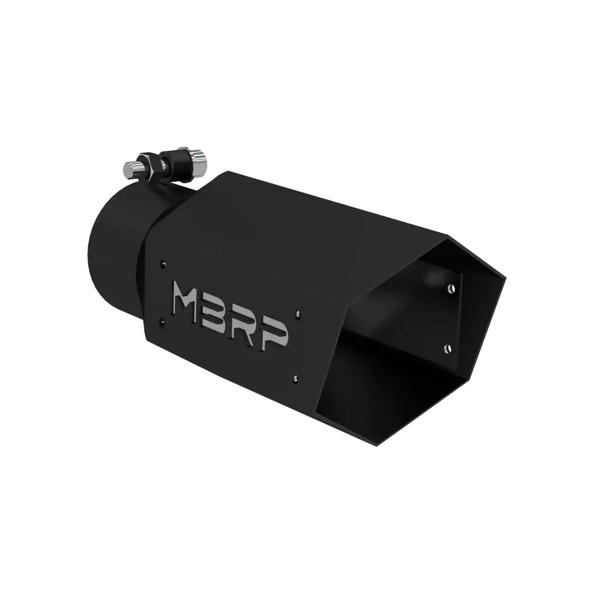 Hex Exhaust Tip - 3" - 4" X 10" Black Coated W Ss Logo (T5169blk) 1