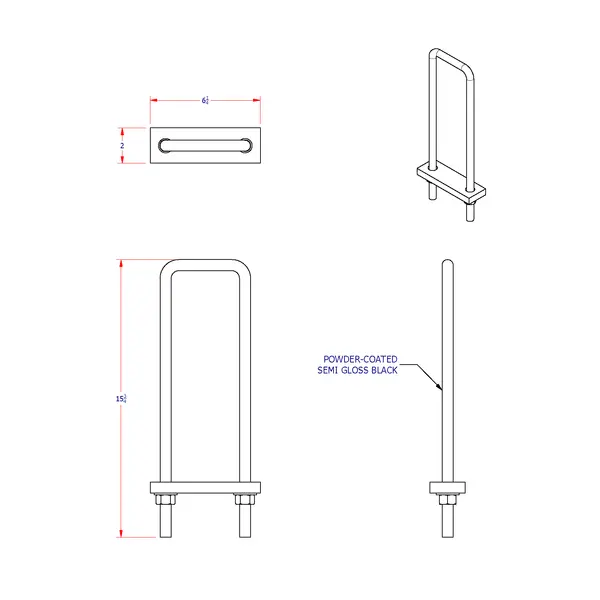 Headache Rack Mounting Kit For Semi Trucks 15" U-Bolt 2