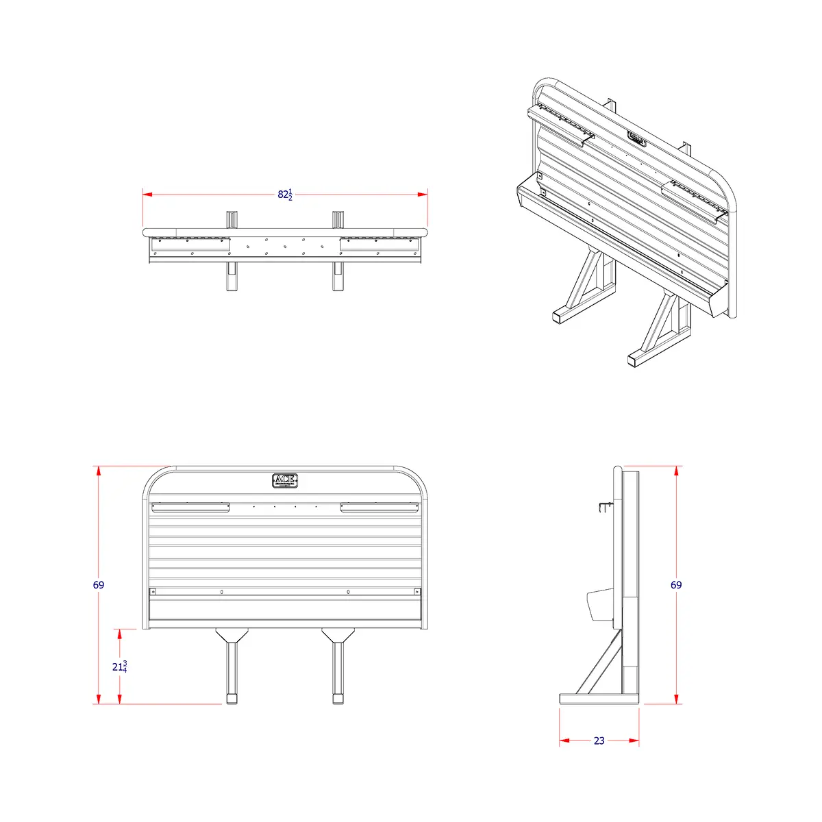 Hr10 Headache Rack For Semi Truck 4' Tall With Full Width Tray And Tire Chain Hangers 2