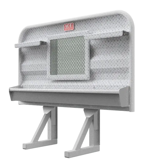 Hr11 Headache Rack For Semi Truck 4' Tall With Full Width Tray, Tire Chain Hangers, & Mesh Window 1