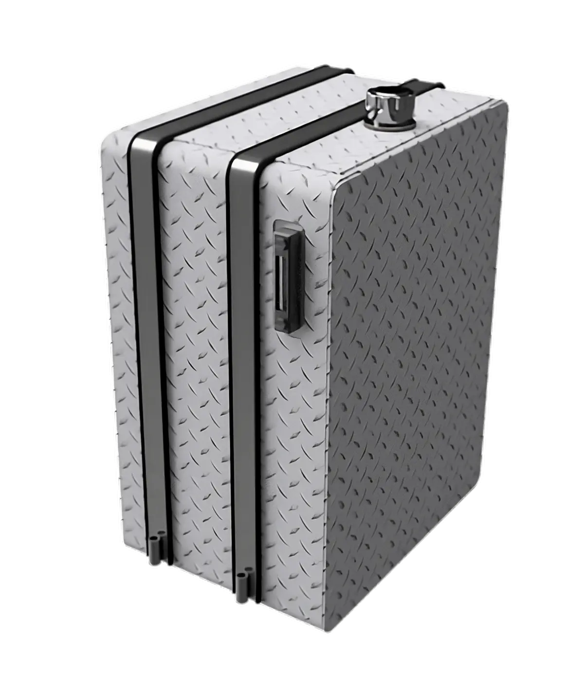 Hydraulic Tank For Semi Truck – Tall Reduced Depth - Checker Plate Aluminum Reservoir - 50 Gallon 1