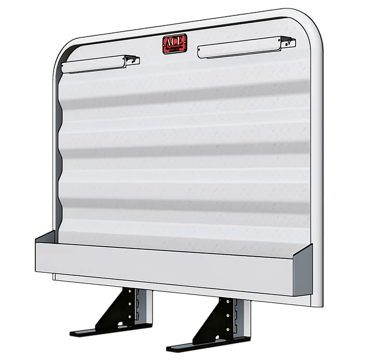 Hr21 5' Headache Rack For Semi Truck With Full Width Tray And 2 Tire Chain Holders 1