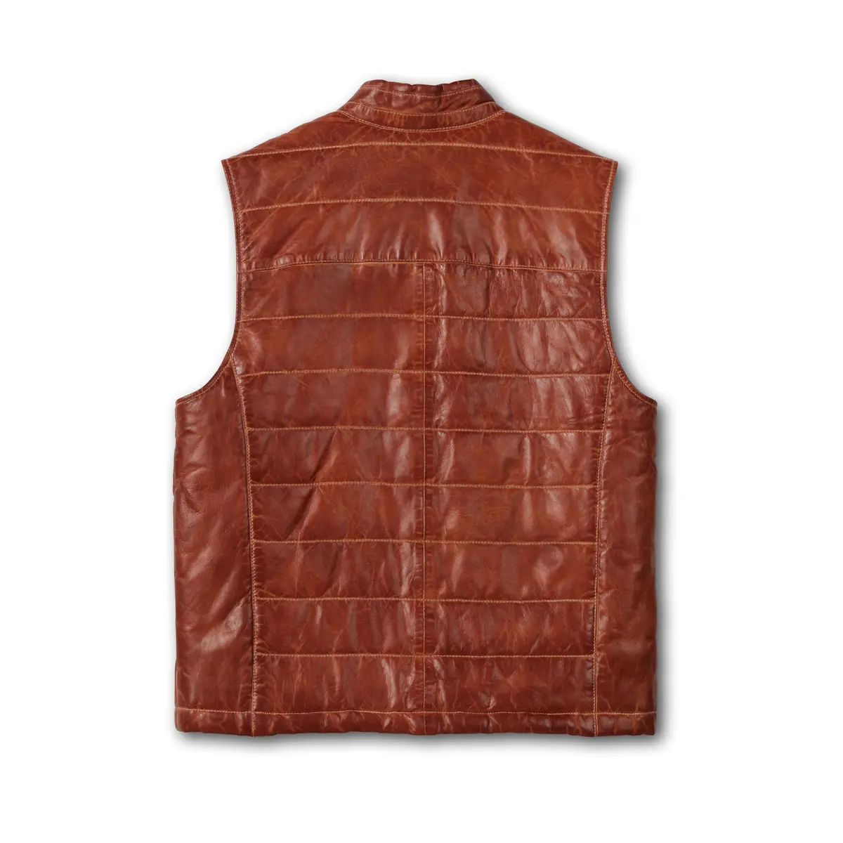 Men's Leather Quilted Puff Vest With Pockets 2