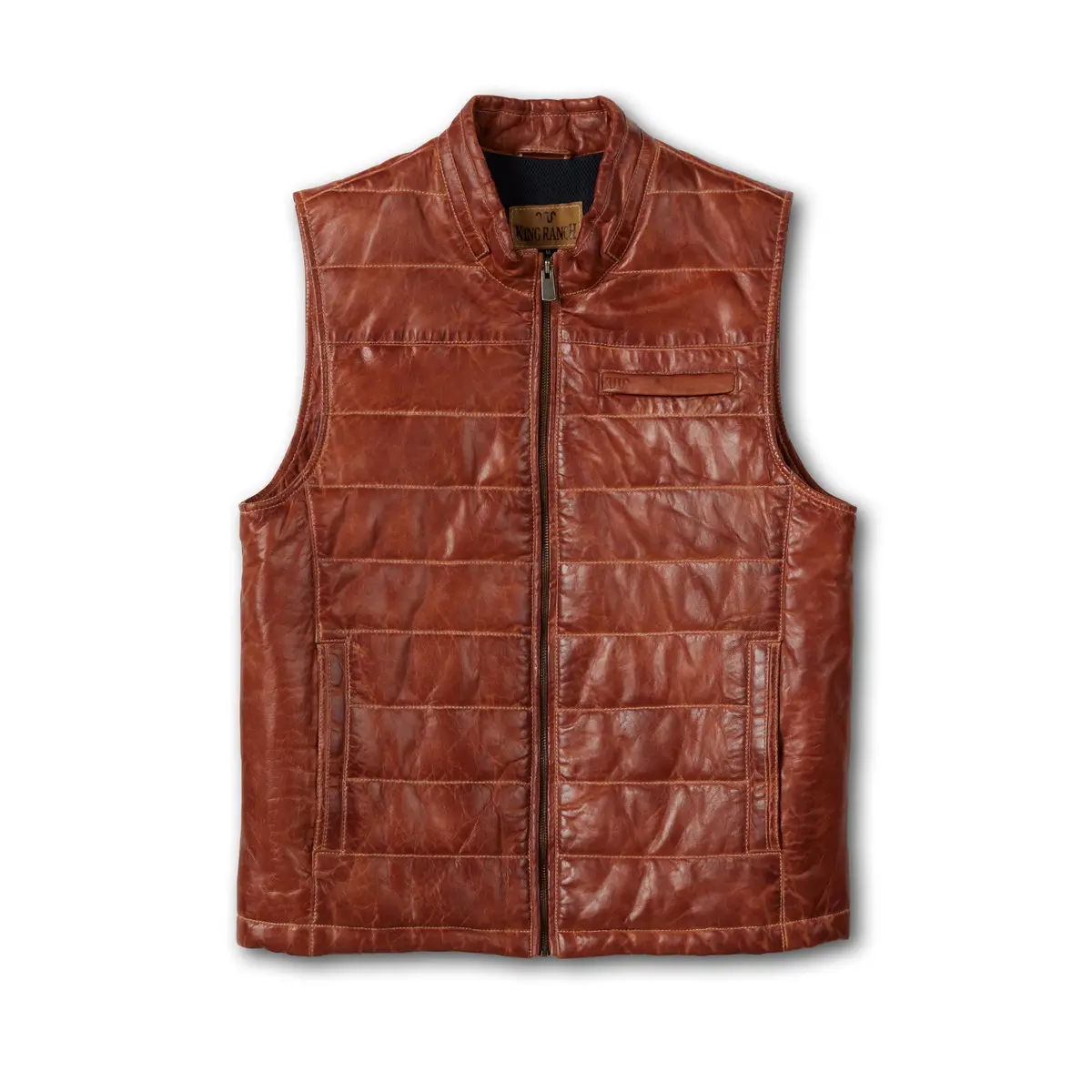 Men's Leather Quilted Puff Vest With Pockets 1