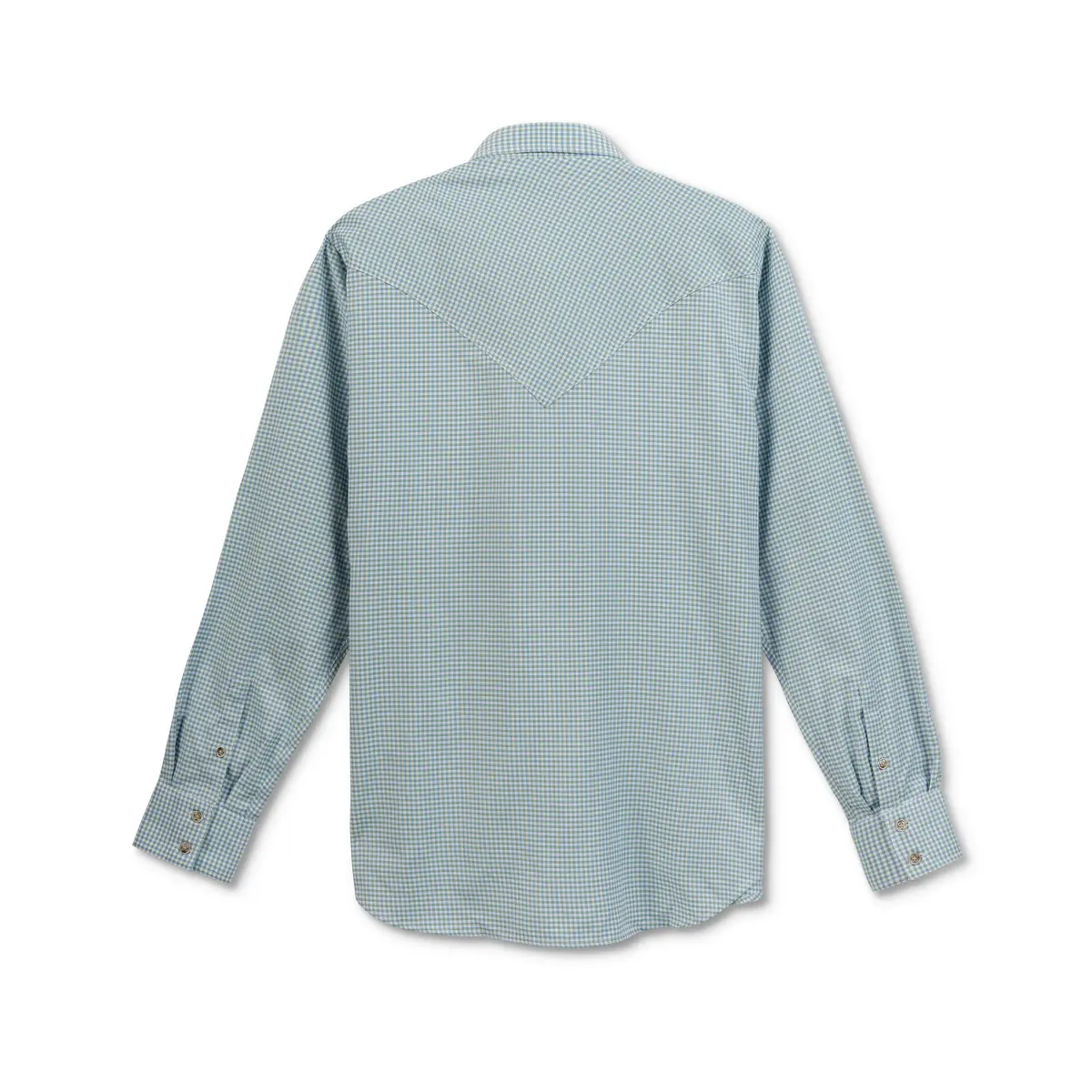 Men's L/S Two Tone Grid Western Collar Shirt Blu/Grn 2