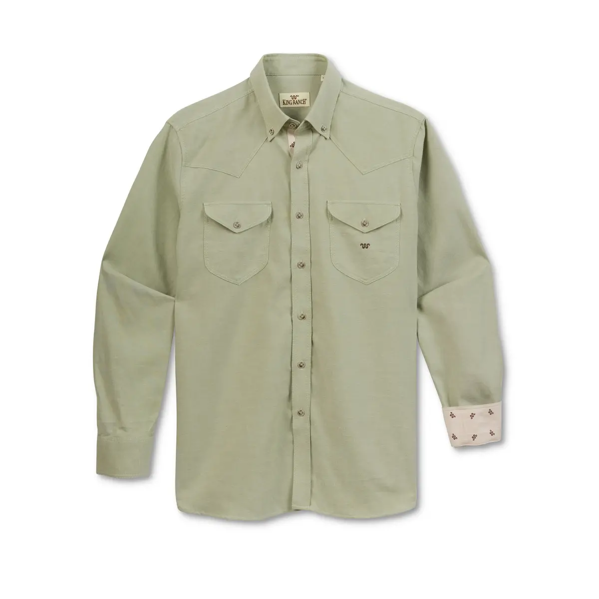Men's Olive Faded Solid Western Collar Shirt 1