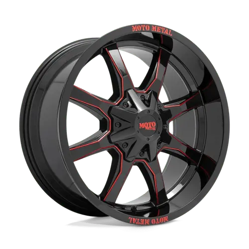 Moto Metal Mo970 - Gloss Black Milled W/ Red Tint & Moto Metal On Lip 2