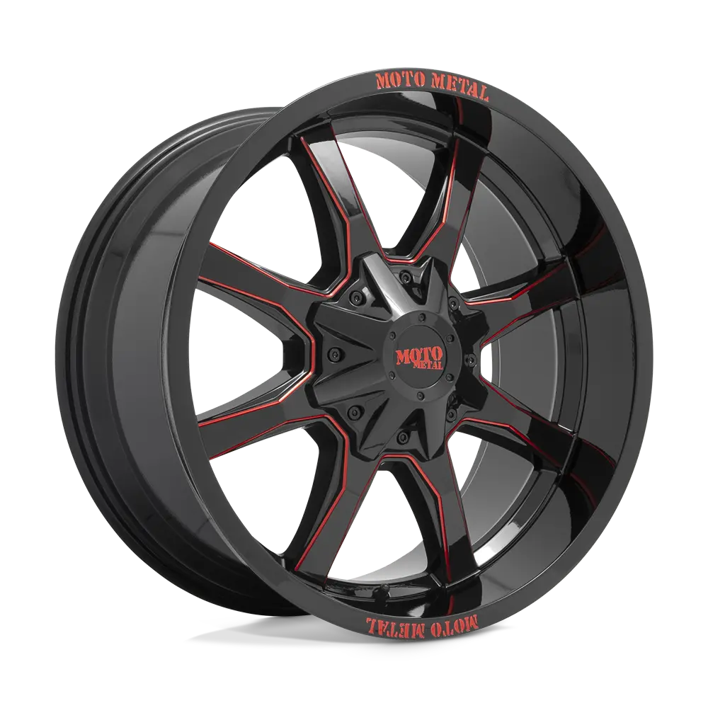 Moto Metal Mo970 - Gloss Black Milled W/ Red Tint & Moto Metal On Lip 1