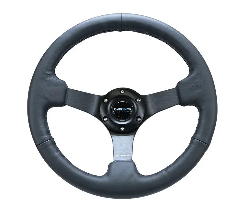 Nrg Innovations 330Mm Deep Dish Steering Wheel Leather Rst-033Bk-R 1