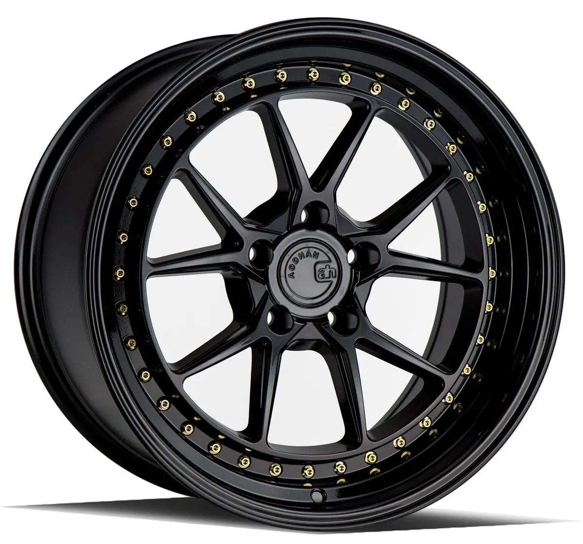 Aodhan Wheels 18" Ds08 Gloss Black W/Gold Rivets (Pair) 1
