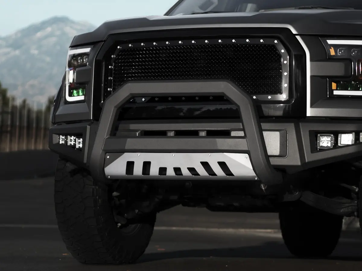 Armordillo 2010-2018 Jeep Wrangler Ar Bull Bar Jk Model - Matte Black W/Aluminum Skid Plate 1