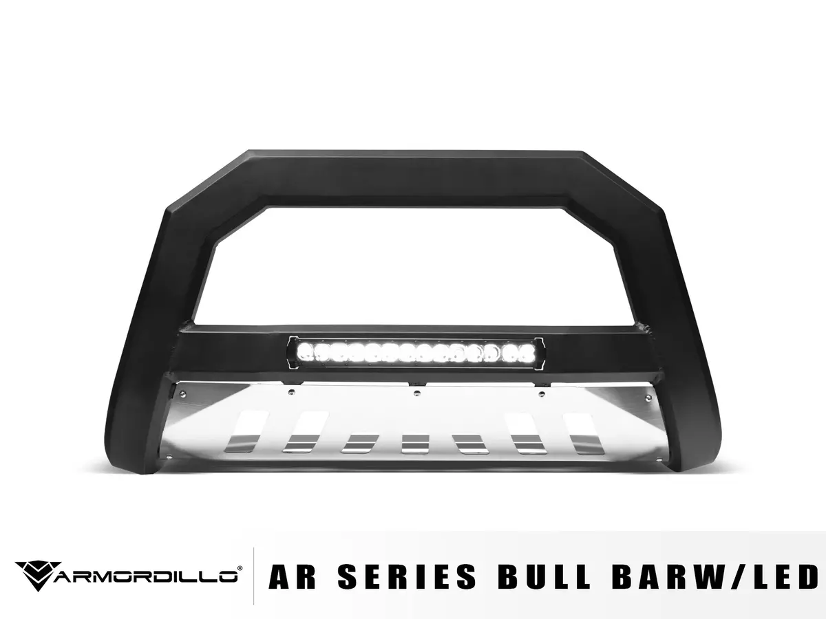 Armordillo 2021-2023 Ford Bronco Ar Bull Bar W/ Led - Matte Black W/ Aluminum Skid Plate 1