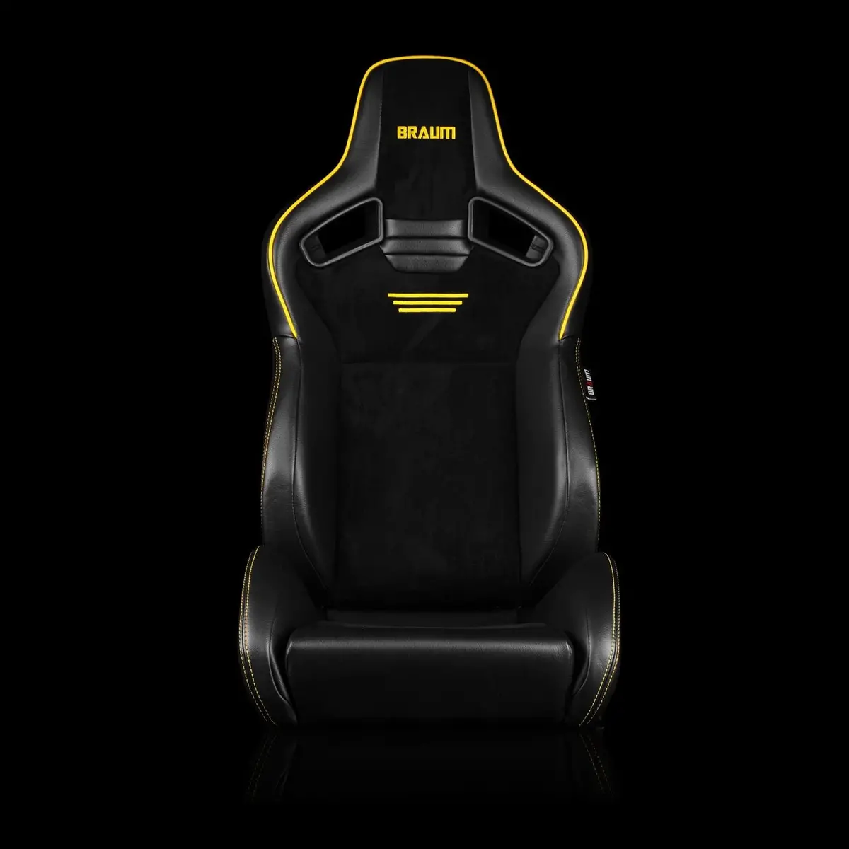 Elite V2 Series Sport Seats - Black Suede (Yellow Piping) 1
