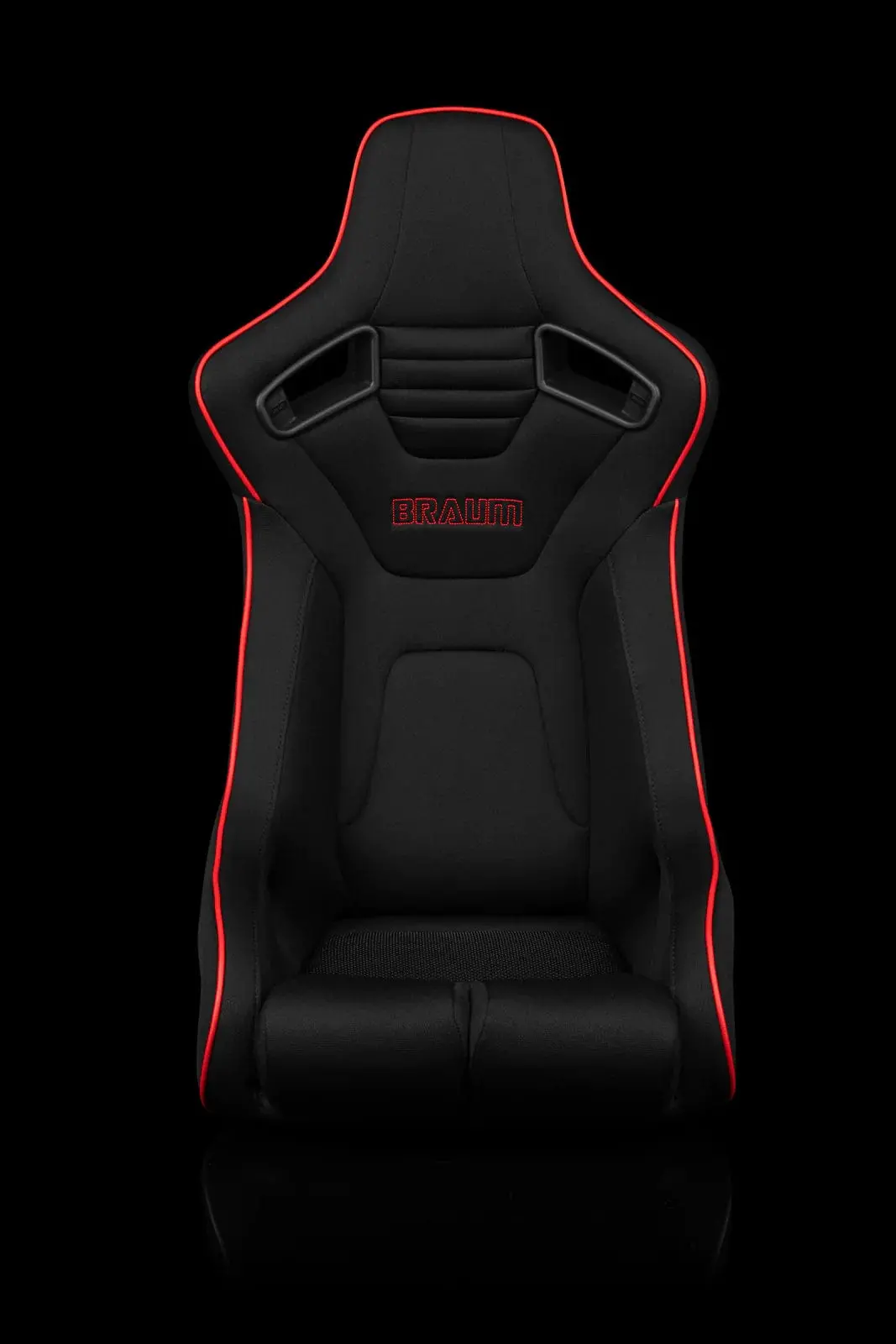 Elite-R Series Fixed Back Bucket Seat - Black Polo Cloth (Red Stitching / Red Piping) 1