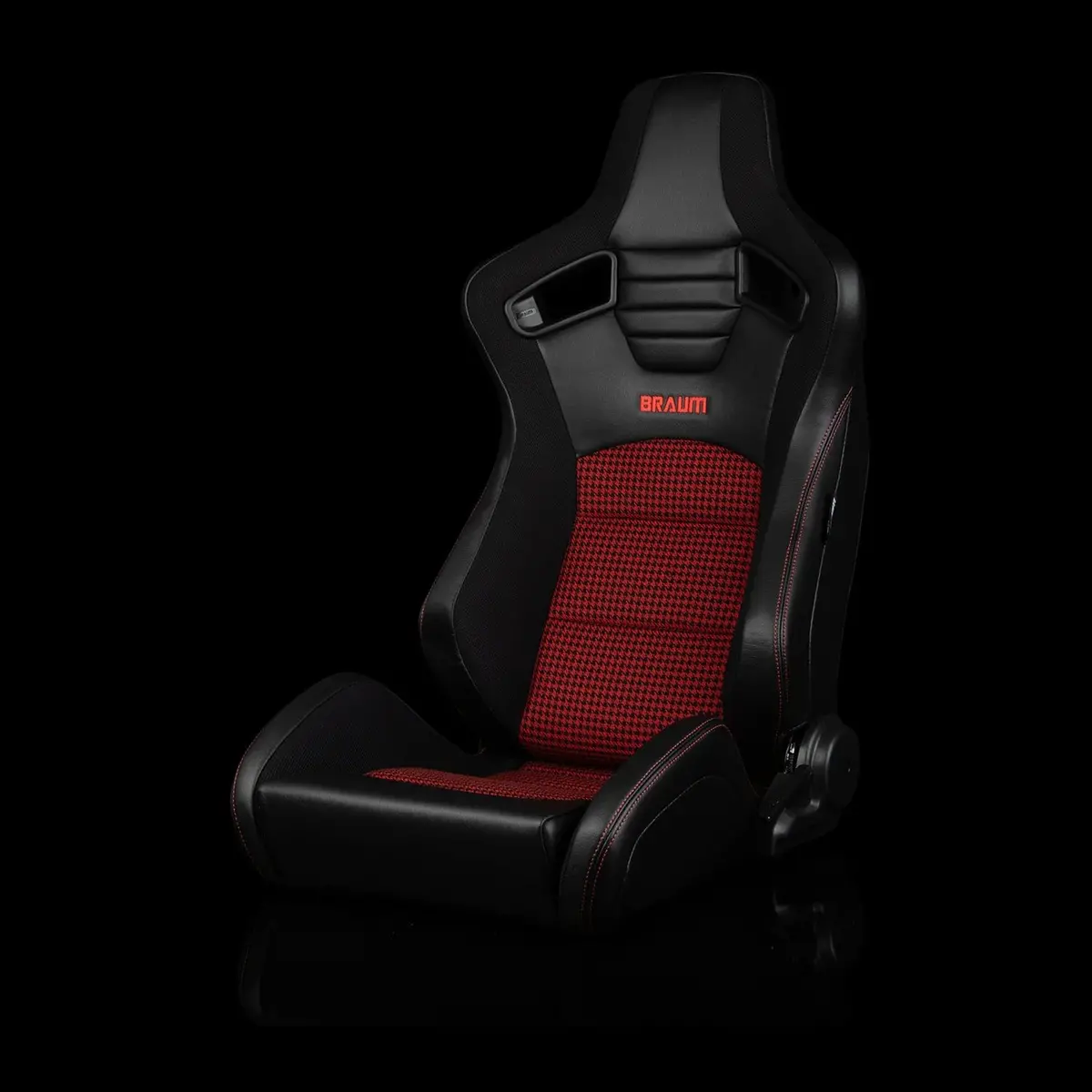 Elite-S Series Sport Seats - Black & Red Houndstooth (Red Stitching) 1