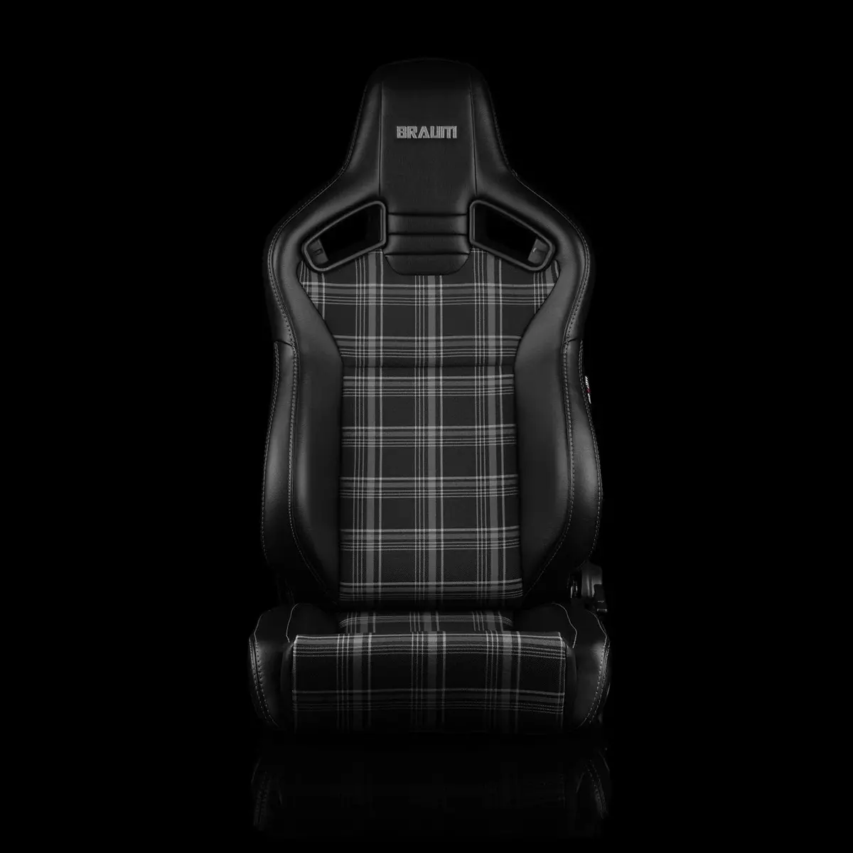 Elite V2 Series Sport Seats - Black And Grey Plaid Inserts - Low Base Version 2