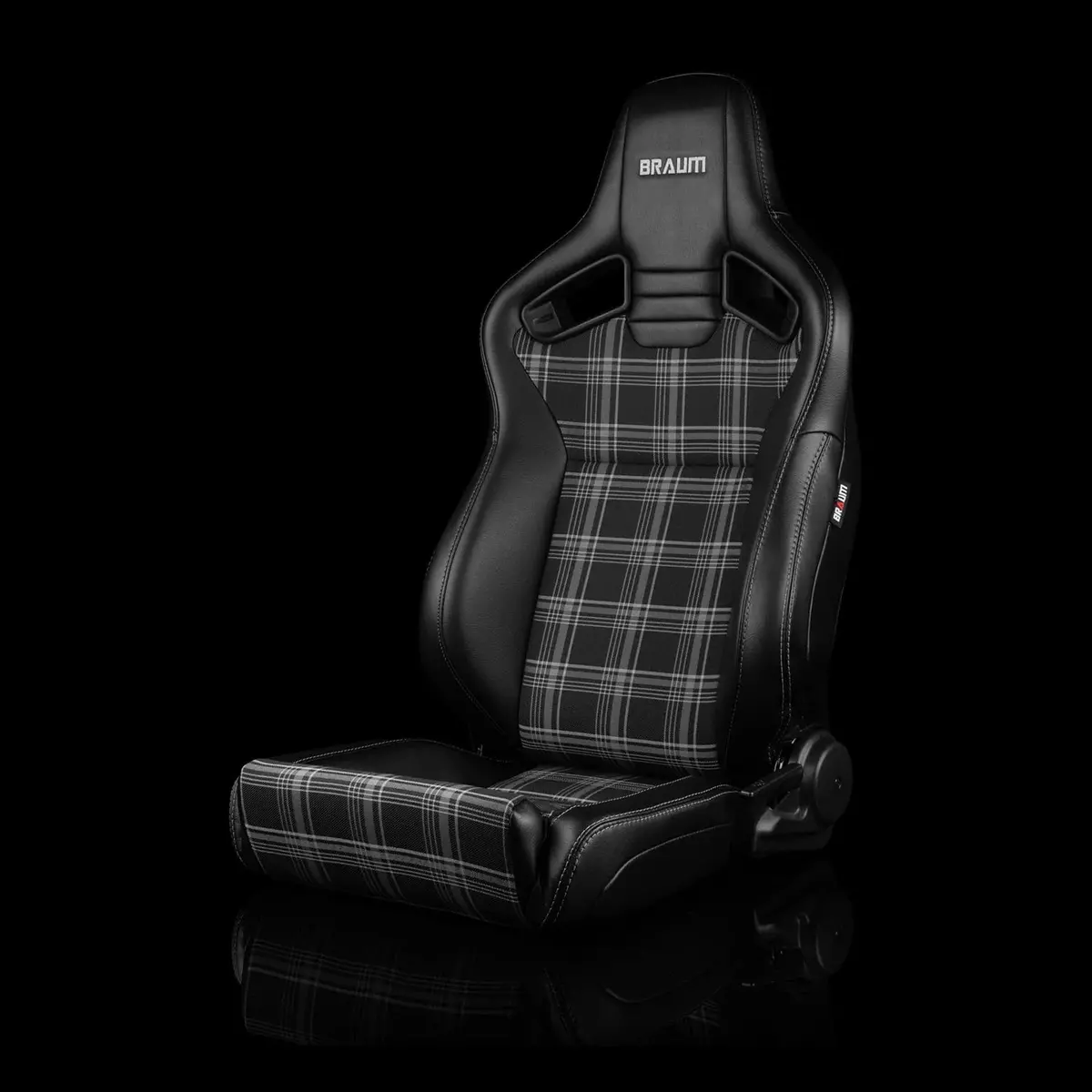 Elite V2 Series Sport Seats - Black And Grey Plaid Inserts - Low Base Version 1