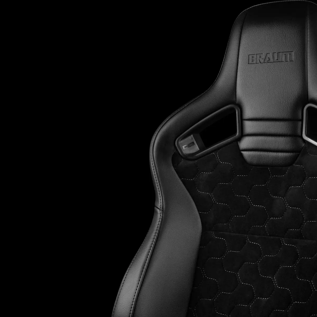 Elite V2 Series Sport Seats - Black Honeycomb Suede (Grey Stitching) 2