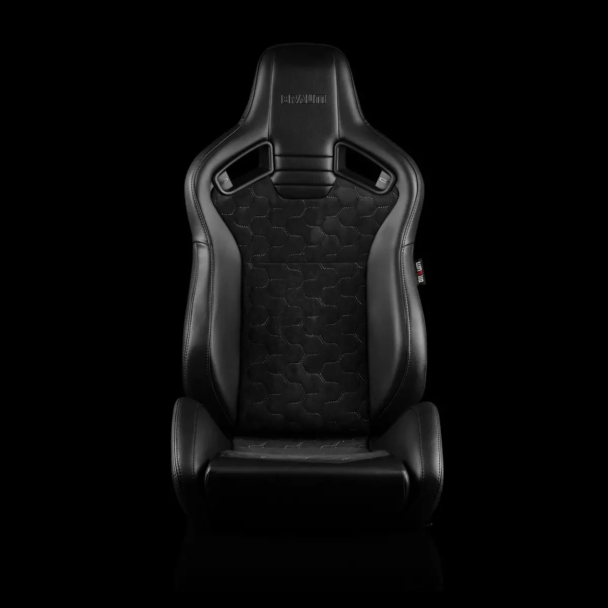 Elite V2 Series Sport Seats - Black Honeycomb Suede (Grey Stitching) 1
